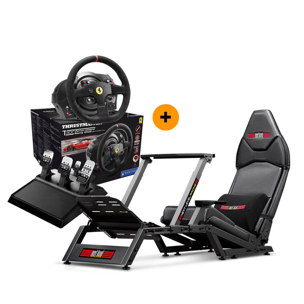 Next Level Racing F-GT Formula & GT Simulator Cockpit + Thrustmaster T300 Ferrari Integral Racing Wheel Alcantara Edition