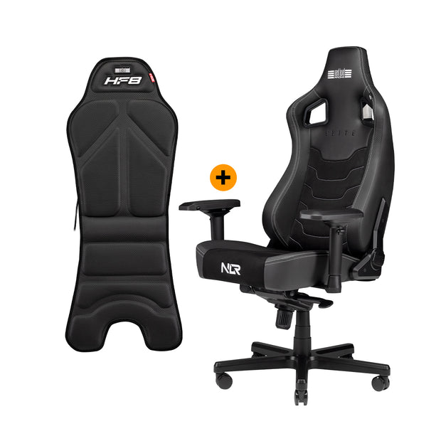 Next Level Racing HF8 Haptic Feedback Gaming Pad + Next Level Racing Elite Leather & Suede Gaming Chair